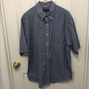Puritan  Navy and White Gingham Short-Sleeve Button-Down Shirt